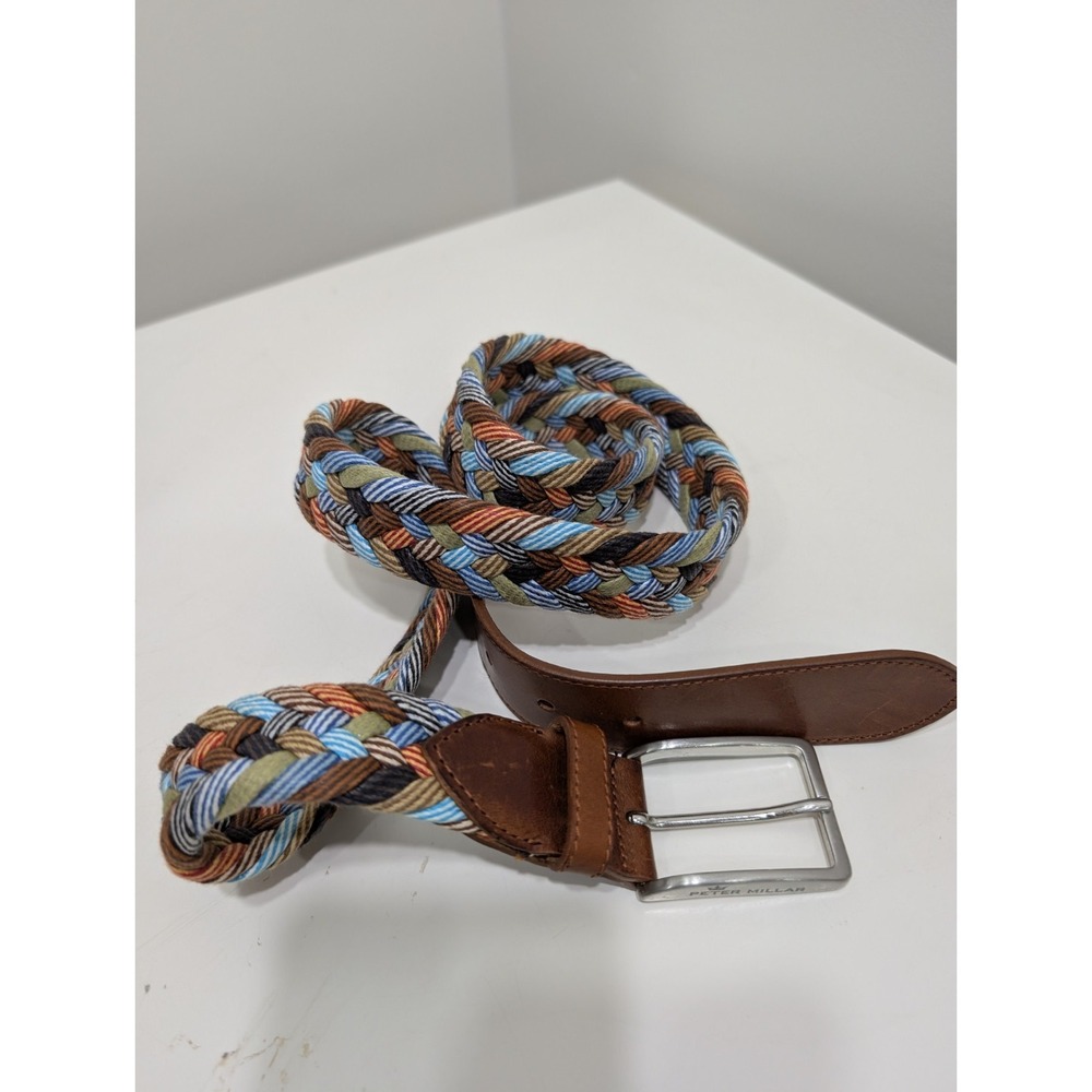 Peter Millar Men 50 Woven Crown Braided Golf Belt Excellent Pre-owned Condition